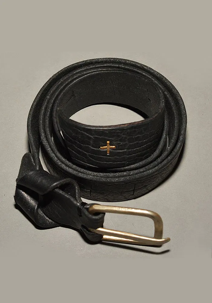 m.a  by Maurizio Amadei CROSS CUTS WIDE LEATHER BELT BLACK