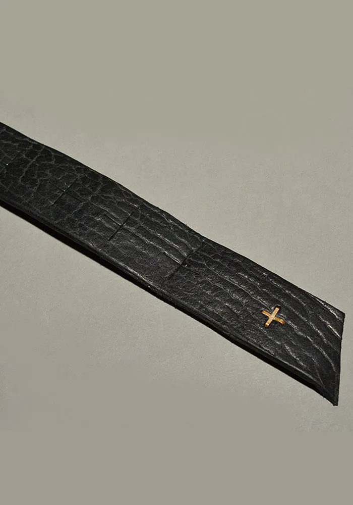 m.a  by Maurizio Amadei CROSS CUTS WIDE LEATHER BELT BLACK