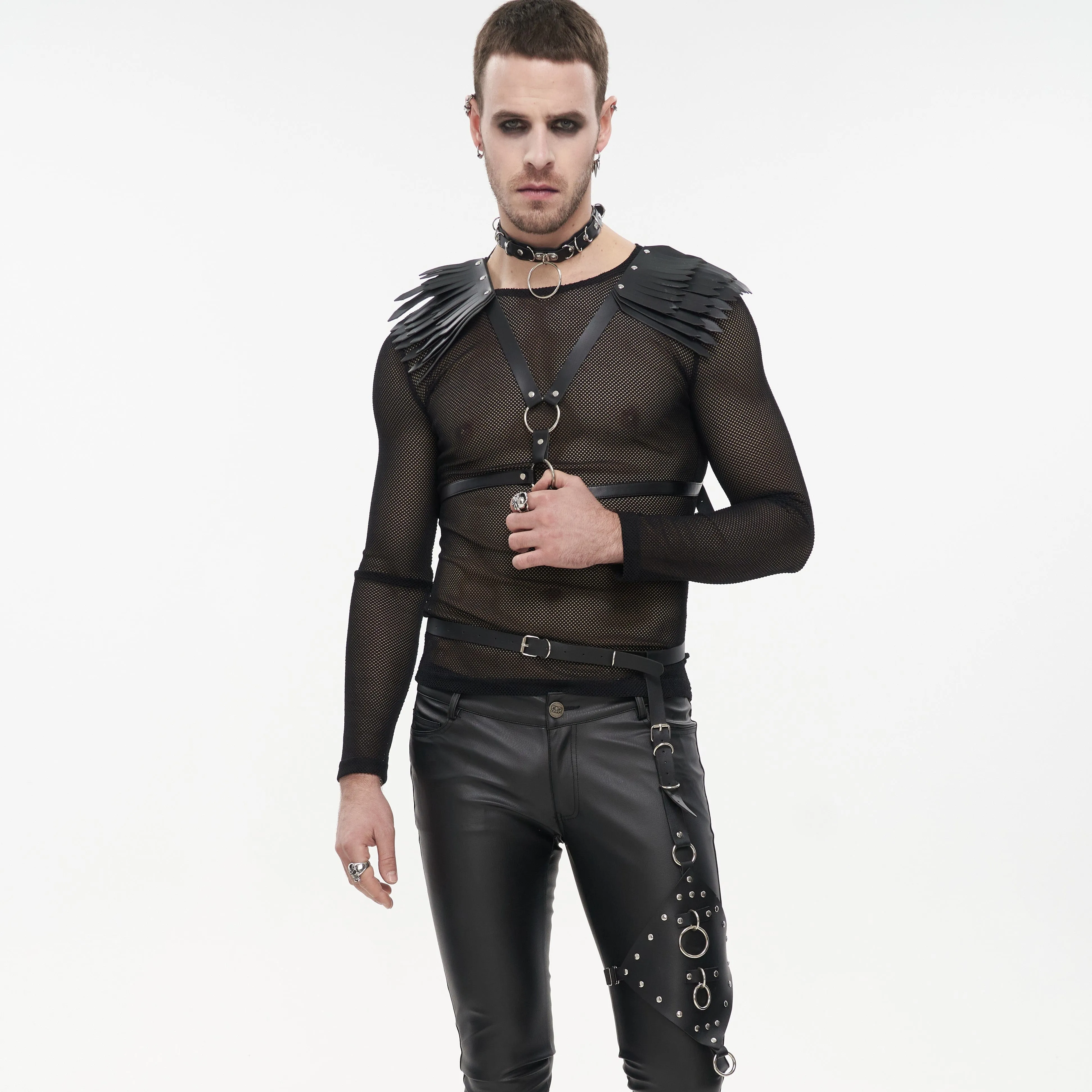 Men's Punk Angel's Wings Faux Leather Harness Set