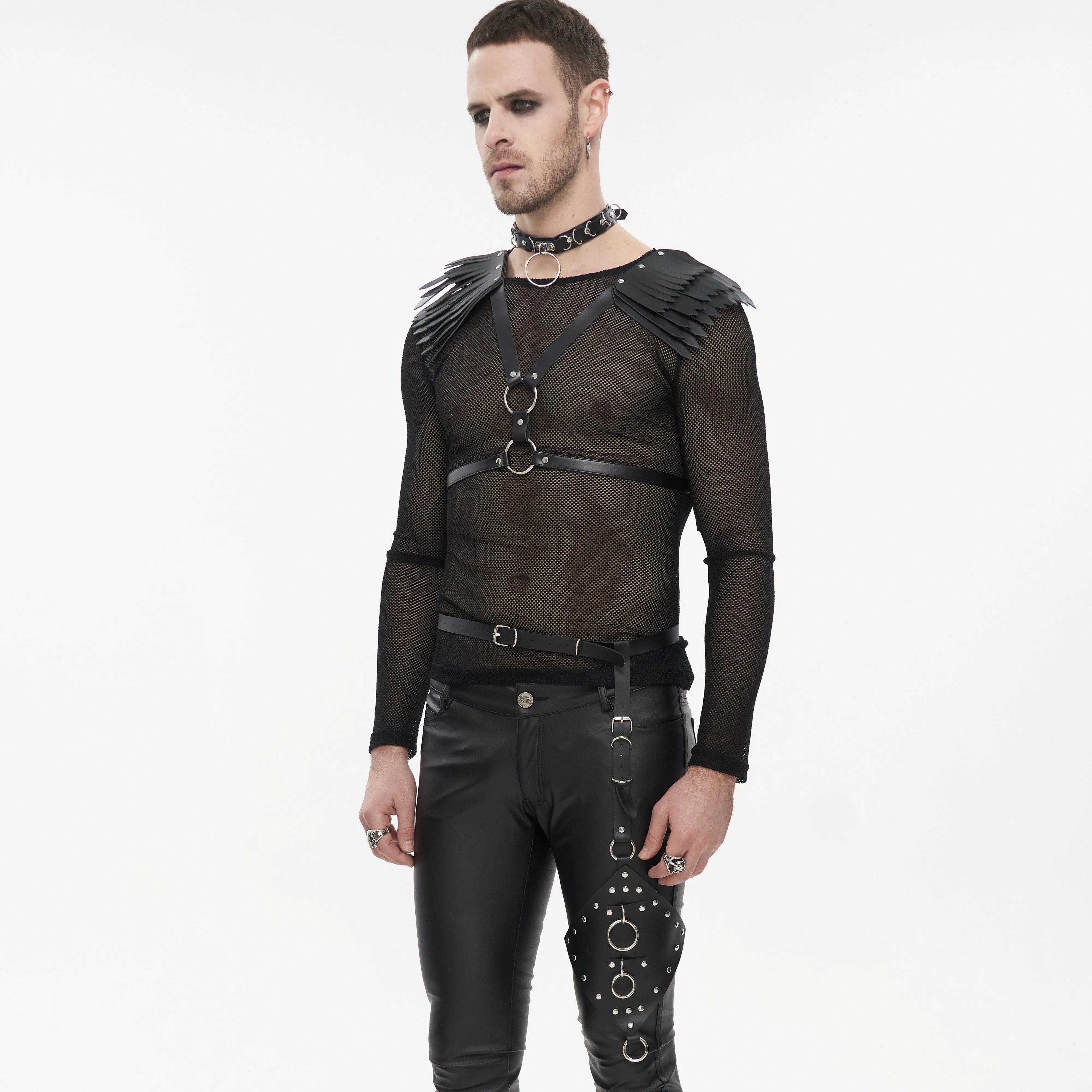 Men's Punk Angel's Wings Faux Leather Harness Set