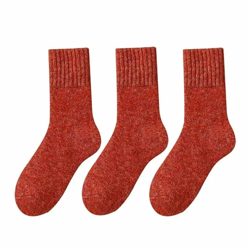 Merino Wool Socks for Women - Luxury Winter Thick Cashmere Blend - 25cm Length - 3pcs Pack