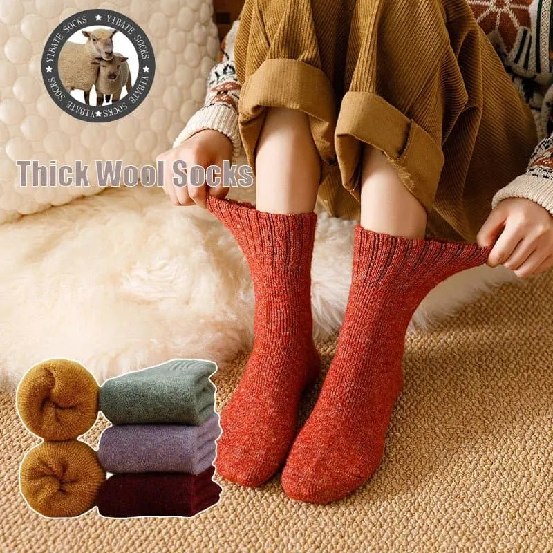 Merino Wool Socks for Women - Luxury Winter Thick Cashmere Blend - 25cm Length - 3pcs Pack