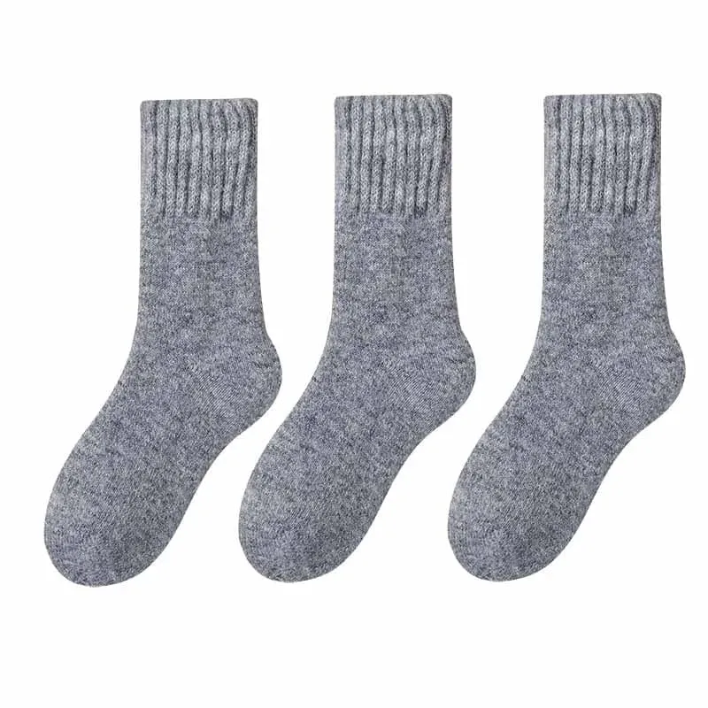 Merino Wool Socks for Women - Luxury Winter Thick Cashmere Blend - 25cm Length - 3pcs Pack