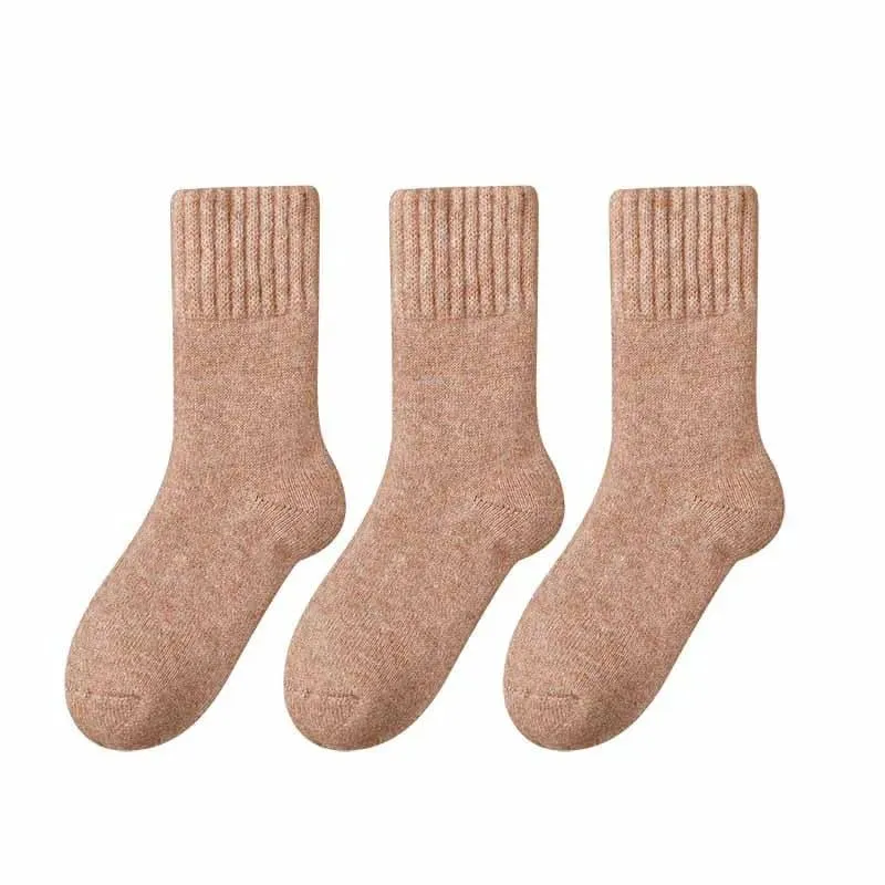 Merino Wool Socks for Women - Luxury Winter Thick Cashmere Blend - 25cm Length - 3pcs Pack