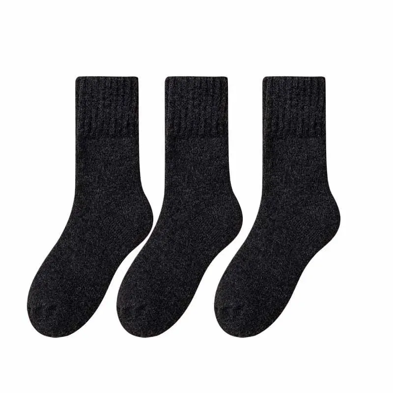 Merino Wool Socks for Women - Luxury Winter Thick Cashmere Blend - 25cm Length - 3pcs Pack