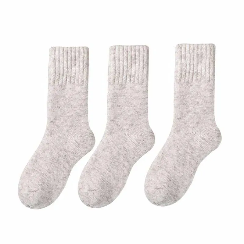 Merino Wool Socks for Women - Luxury Winter Thick Cashmere Blend - 25cm Length - 3pcs Pack