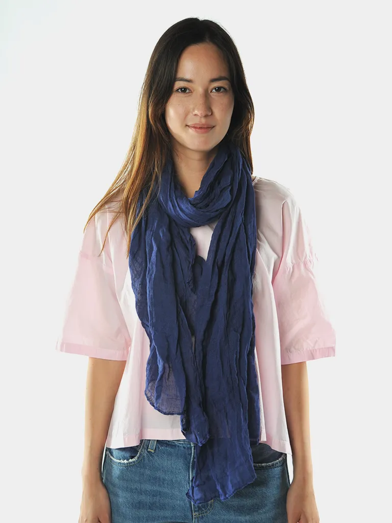 Navy Linen Fifi Check Scarf - 1 left