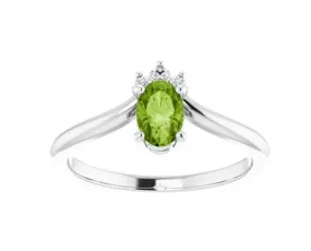 Peridot Diamond Chevron Ring