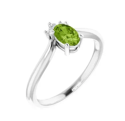 Peridot Diamond Chevron Ring