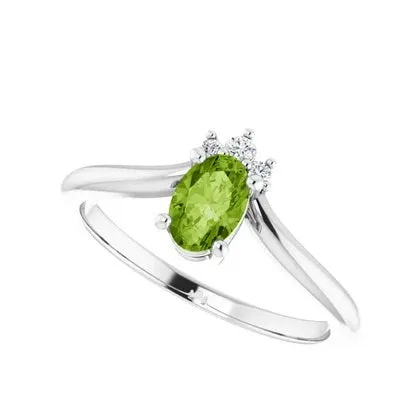 Peridot Diamond Chevron Ring