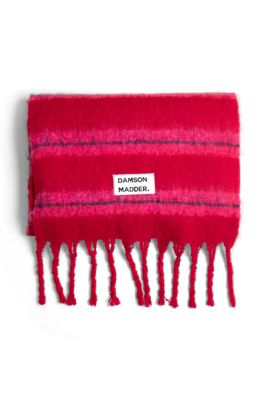 pink & red fluffy stripe scarf