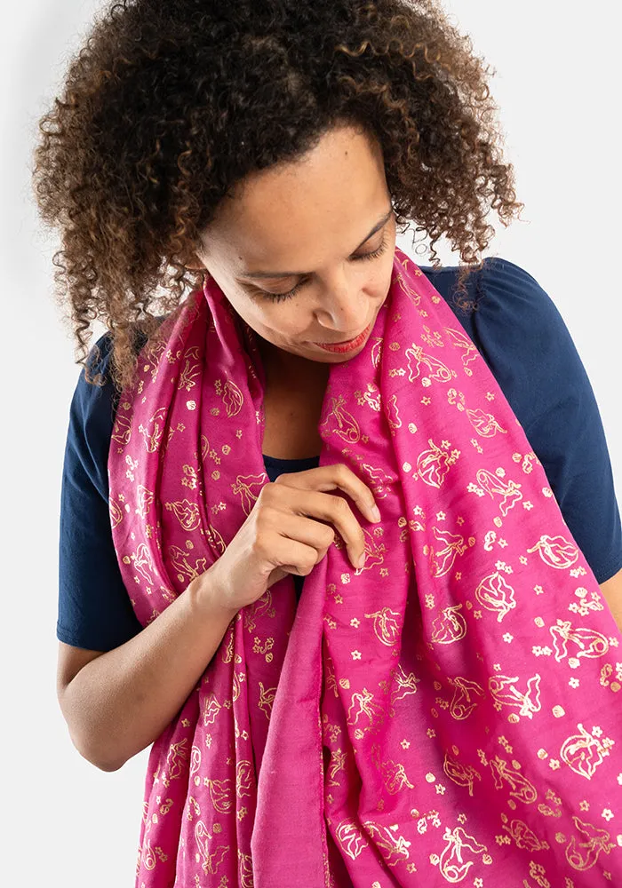 Pink Mermaid Foil Print Scarf