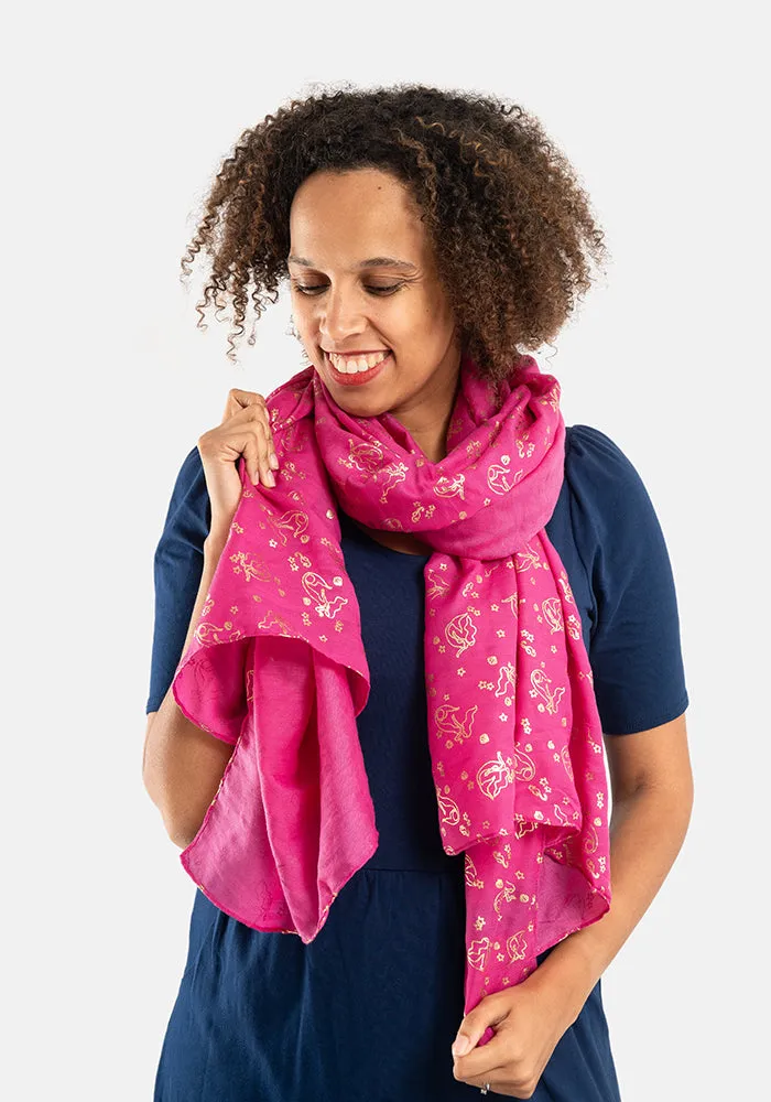 Pink Mermaid Foil Print Scarf