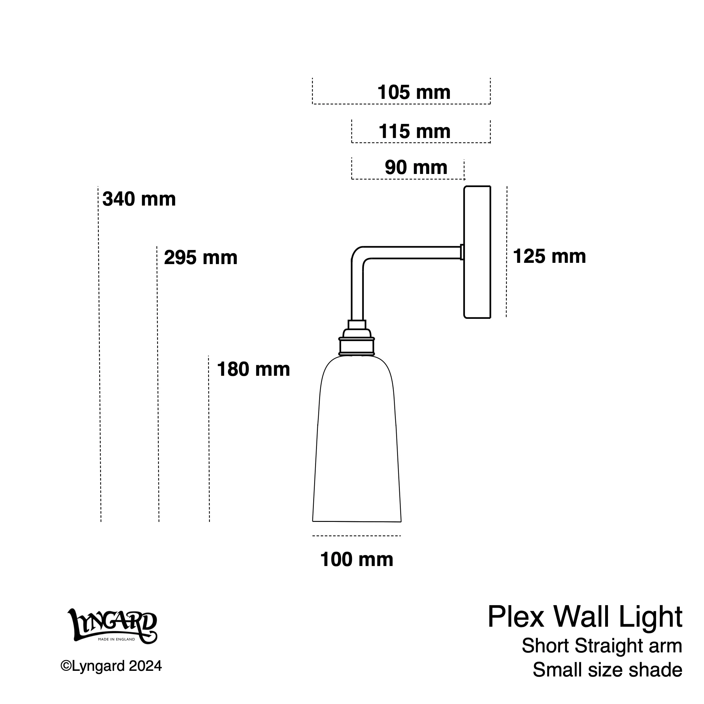 Plex Small Straight Arm Wall Light