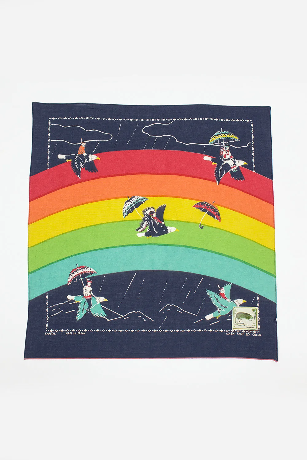 Rainbow and Birds Printed Bandana Navy