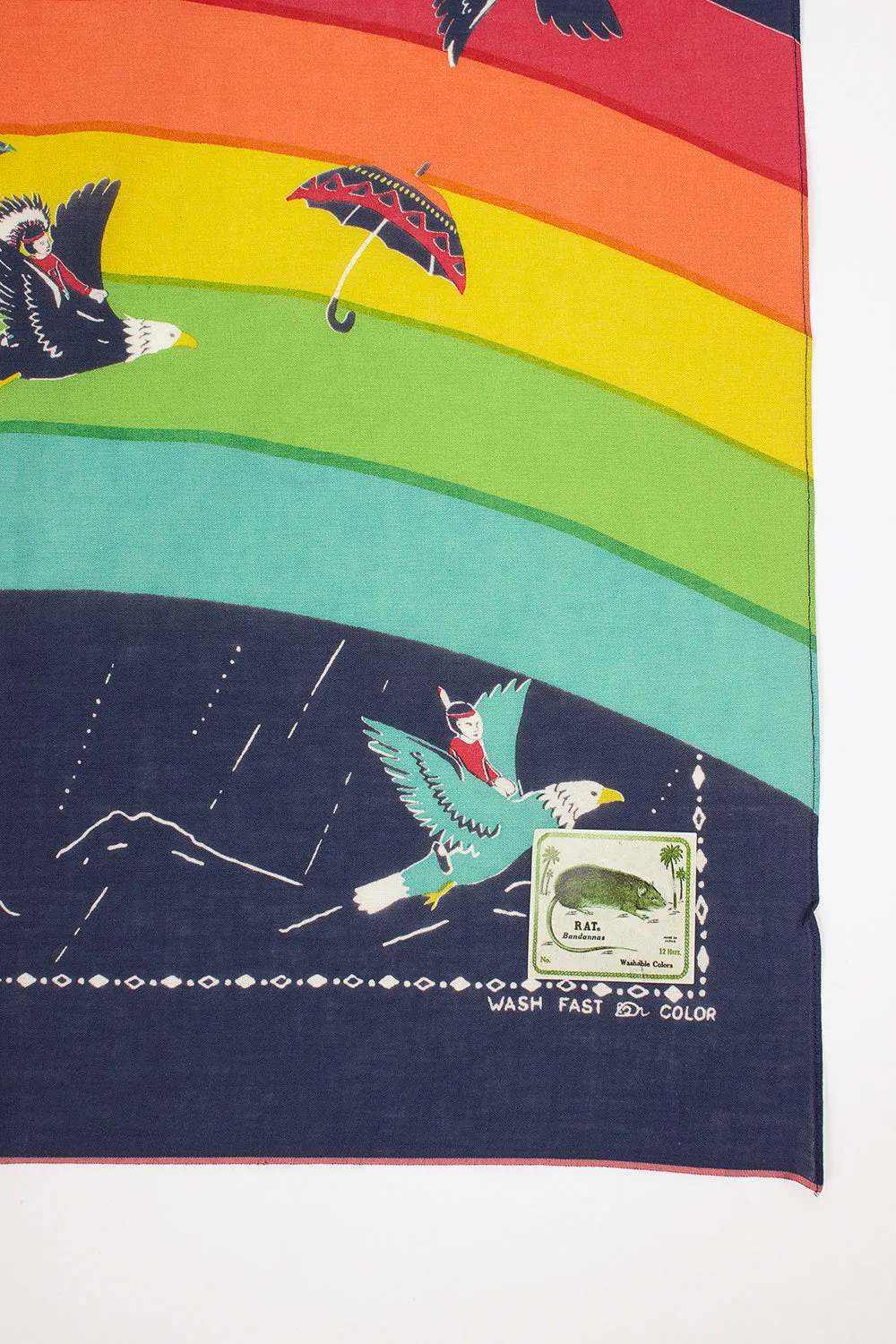 Rainbow and Birds Printed Bandana Navy