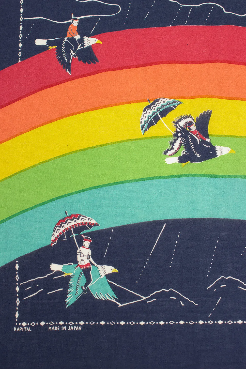 Rainbow and Birds Printed Bandana Navy