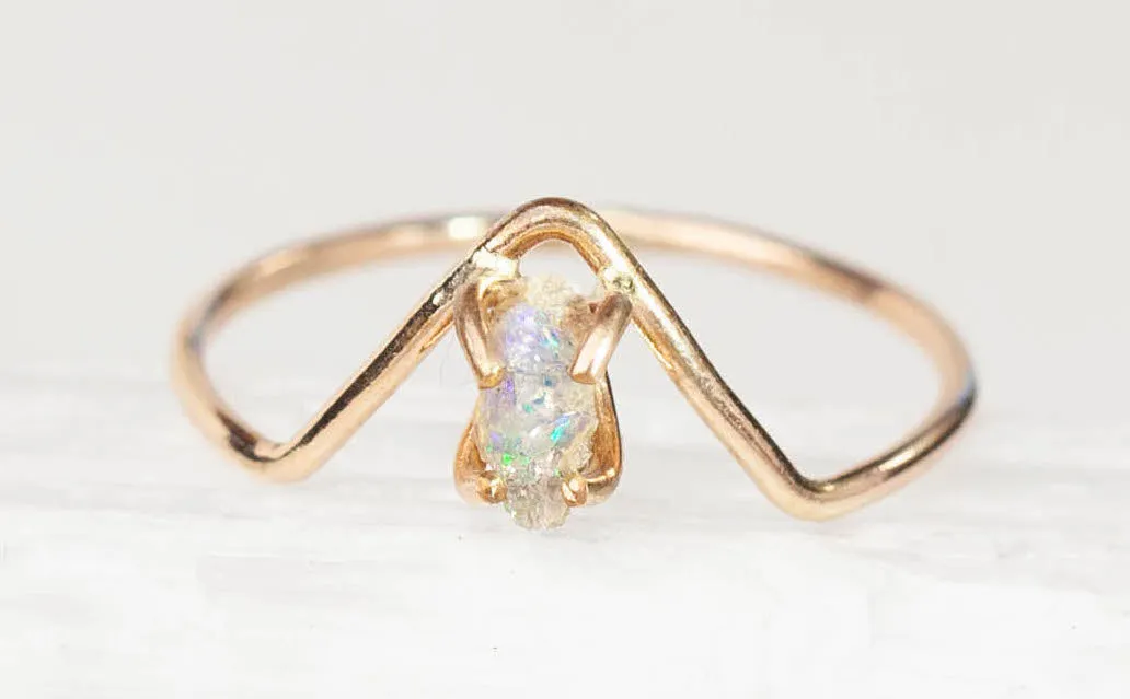 Raw Opal Chevron Ring