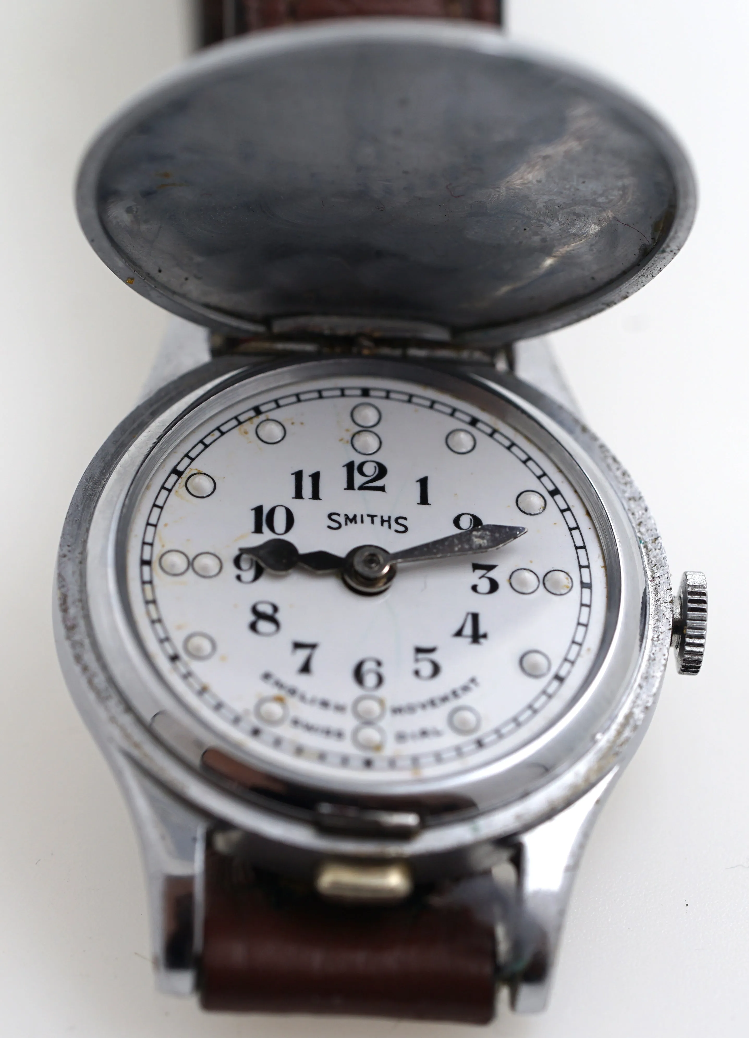 SMITHS EARLY BRAILLE FULL HUNTER WRISTWATCH 1950'S