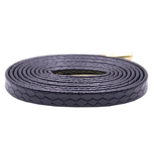 Snakeskin Black Leather Laces - Gold Aglet