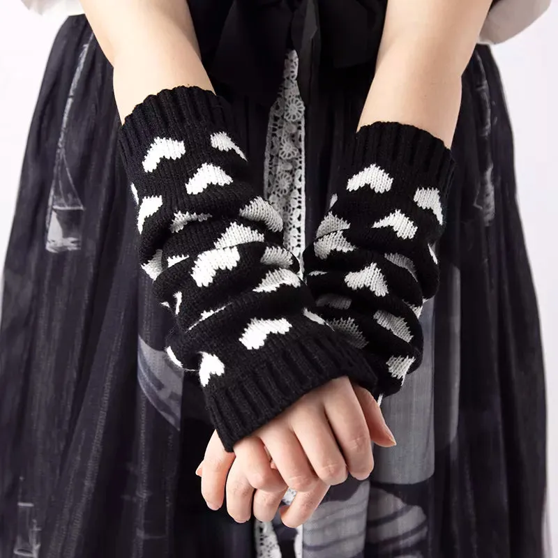 'The Heart' Black Fingerless Arm Warmers