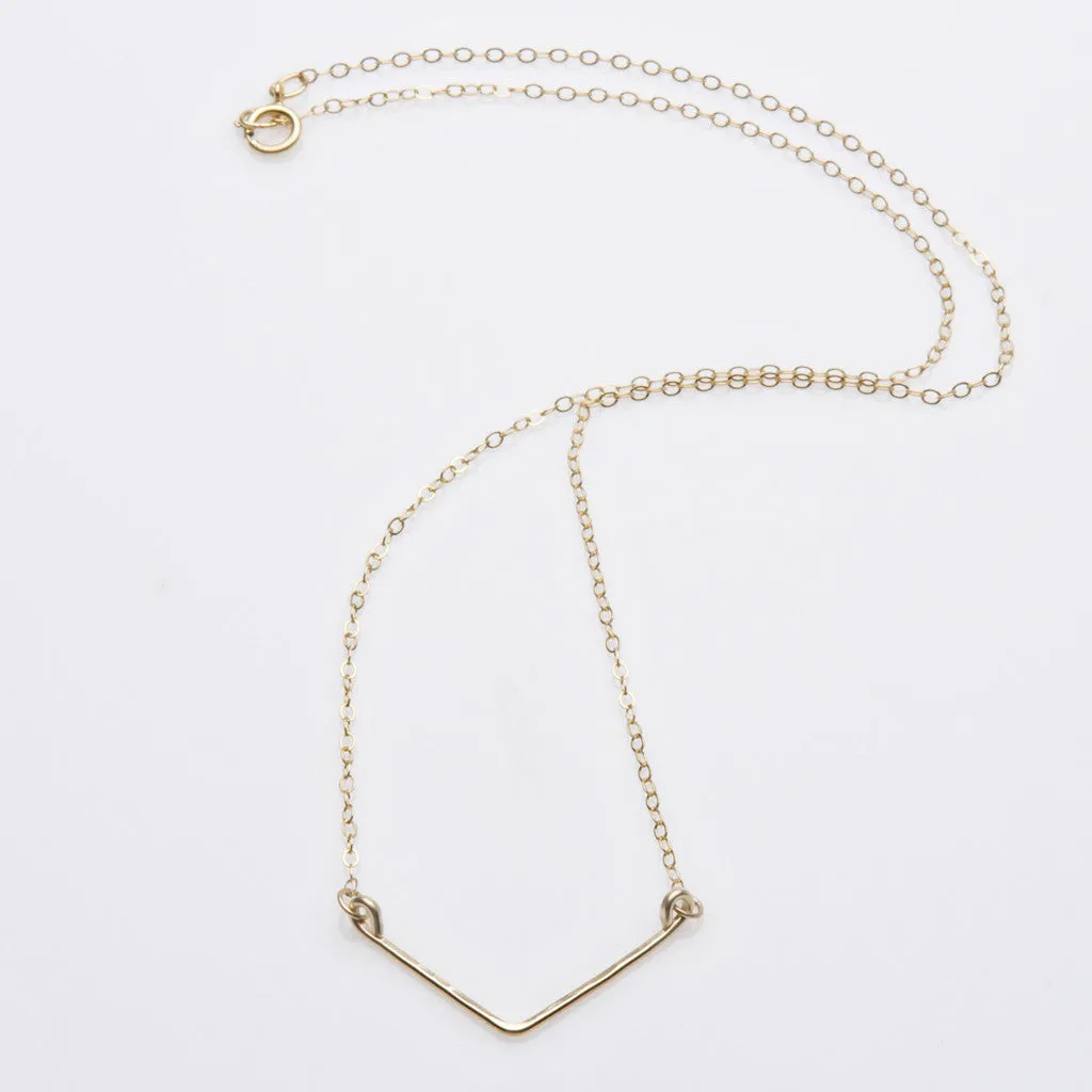 Thin Chevron Pendant Gold Necklace