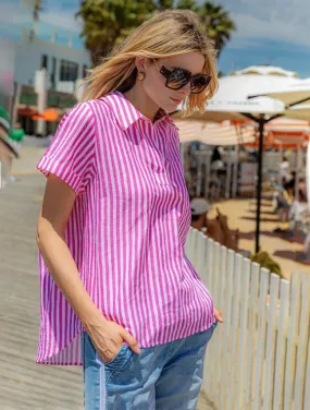 Tia Shirt - Fuchsia Stripe