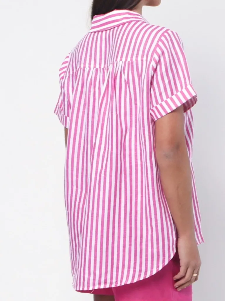 Tia Shirt - Fuchsia Stripe