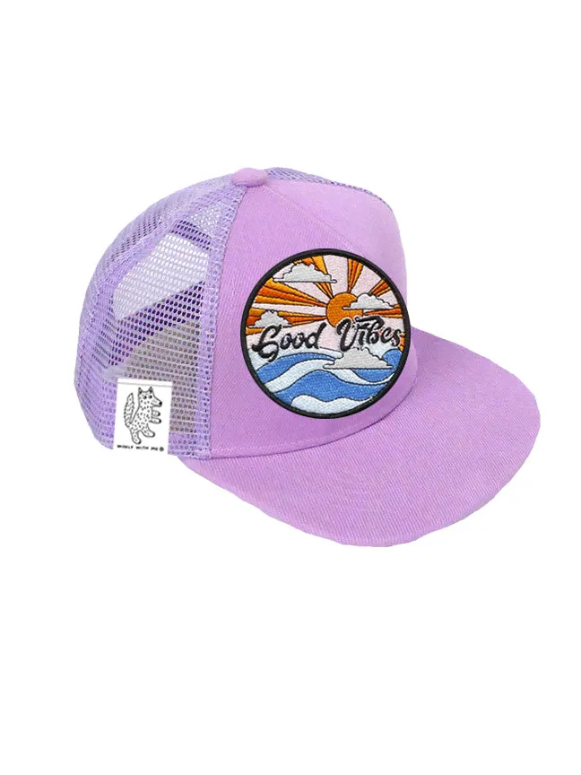 TODDLER Trucker Hat with Interchangeable Velcro Patch (Lavender)