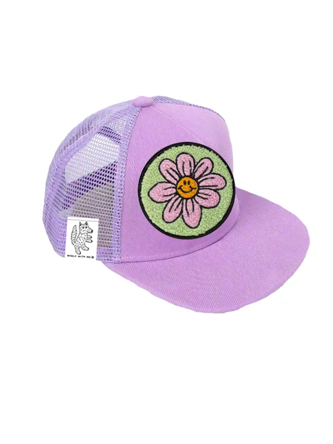 TODDLER Trucker Hat with Interchangeable Velcro Patch (Lavender)