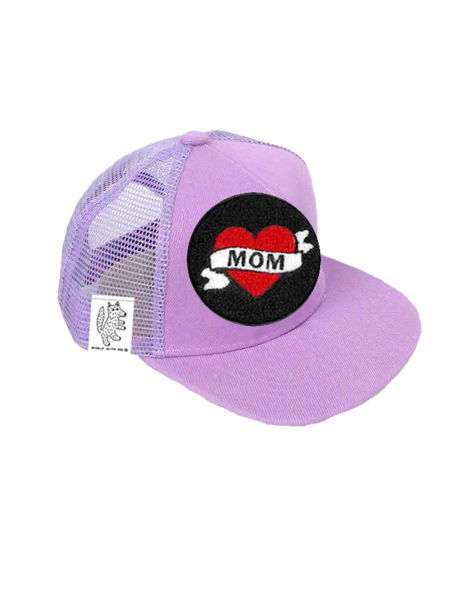 TODDLER Trucker Hat with Interchangeable Velcro Patch (Lavender)