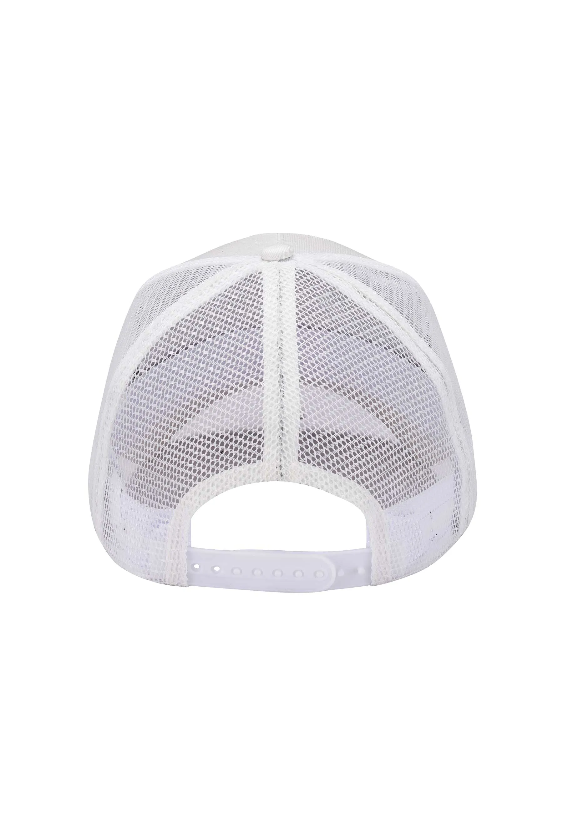 Unisex Hell Swinger Twill Front Mesh Trucker - White/White