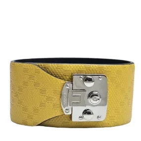 Vintage Yellow Diamante Print Leather Bracelet