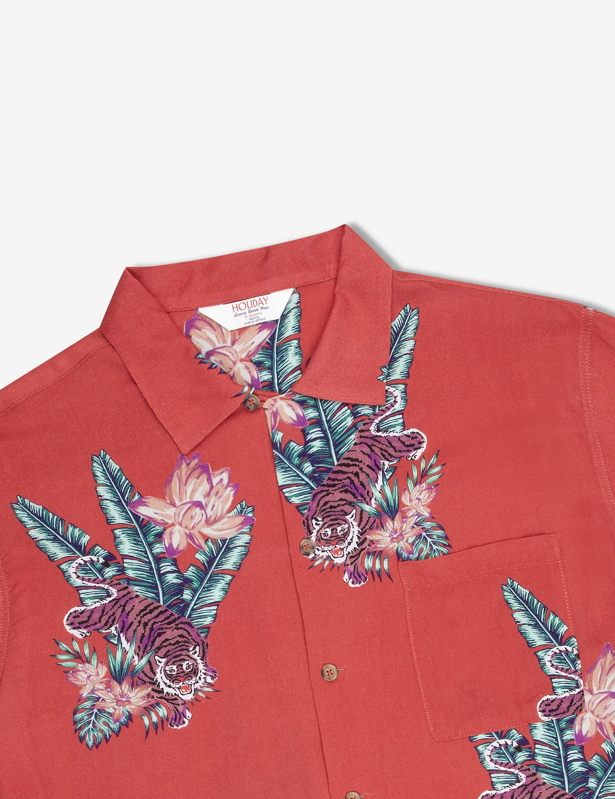 Zed Bowler Shirt - Red Tropical Print